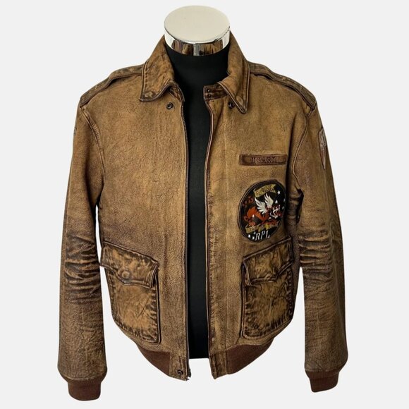 NWT Polo ralph lauren Leather Flight Jacket Sz Large L - Picture 8 of 15